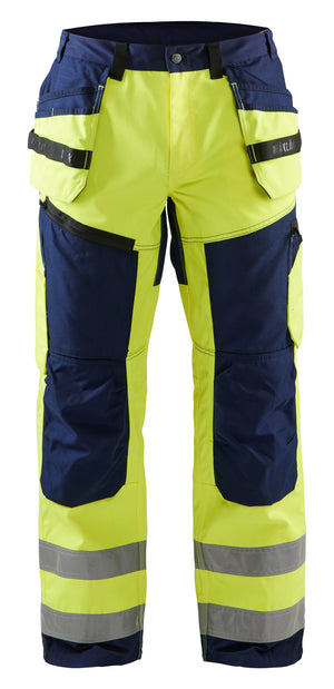 Blaklader Hi‑Vis X1600 Utility Work Pants in yellow and navy