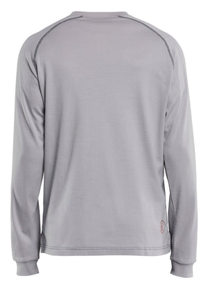 Back view of Blaklader FR Henley Shirt in light grey color