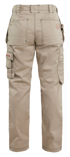 Backview of Blaklader women FR work pants in stone color