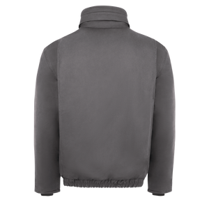Backview of grey Bulwark FR Bomber Jacket