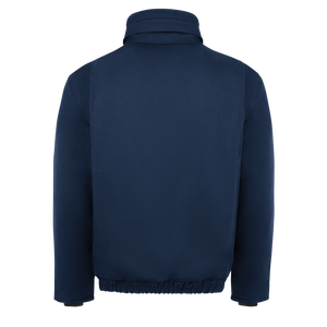 Backview of Navy Bulwark FR Bomber Jacket