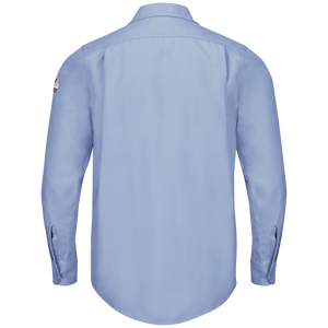 Back view of light blue Bulwark FR Work Shirt