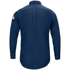 Back view of Bulwark FR Work Shirt in navy