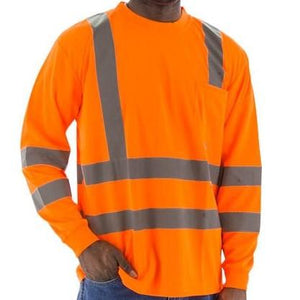 High Visibility Birdseye Mesh Short or Long Sleeve Shirts with Reflective Striping