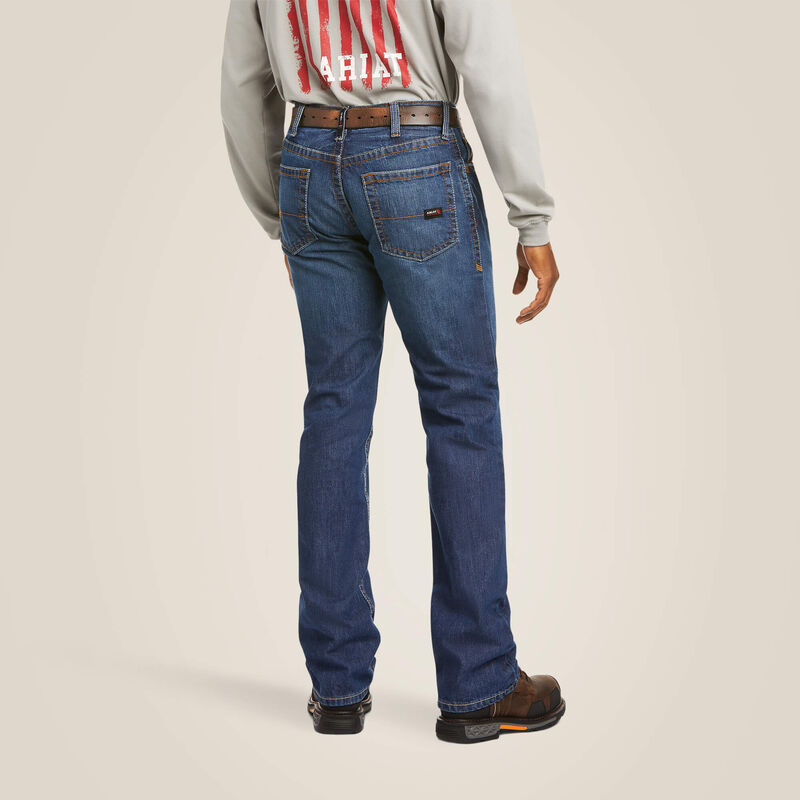 Back of Man Wearing FR M4 Flint Relaxed Basic Boot Cut Jeans