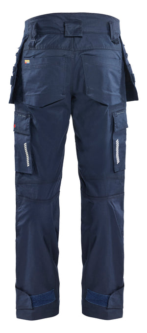 Back view Blaklader FR Stretch Utility Pants in navy blue color