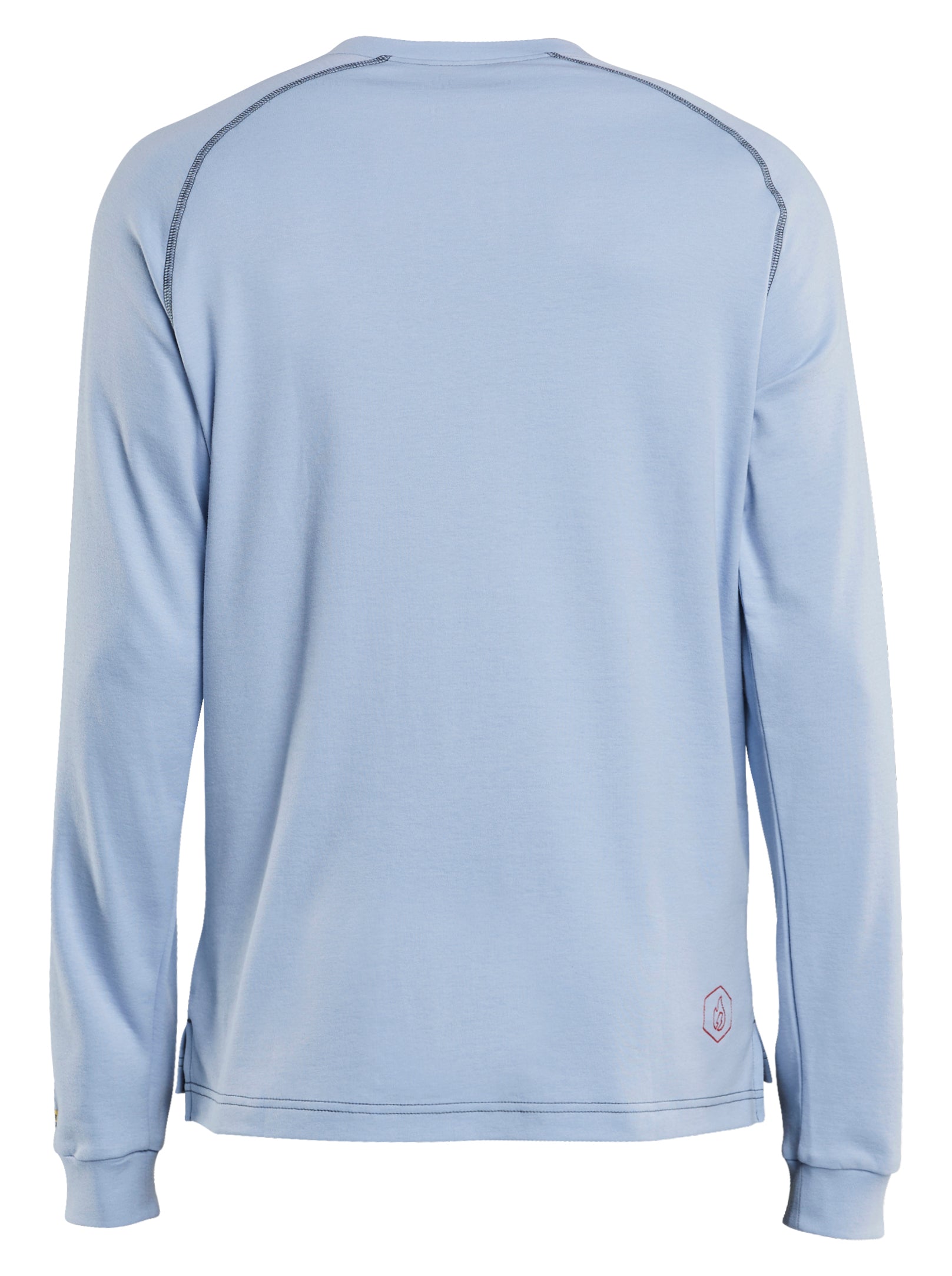 Back view of Blaklader FR Henley Shirt in light blue color