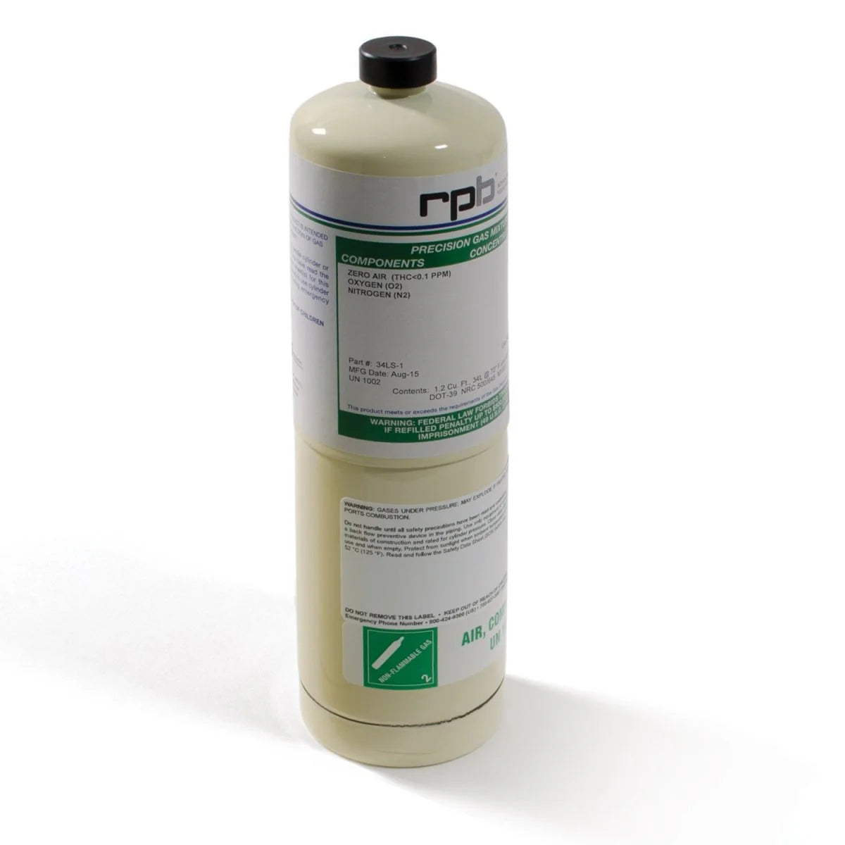 Cylindrical container with a label on a white background