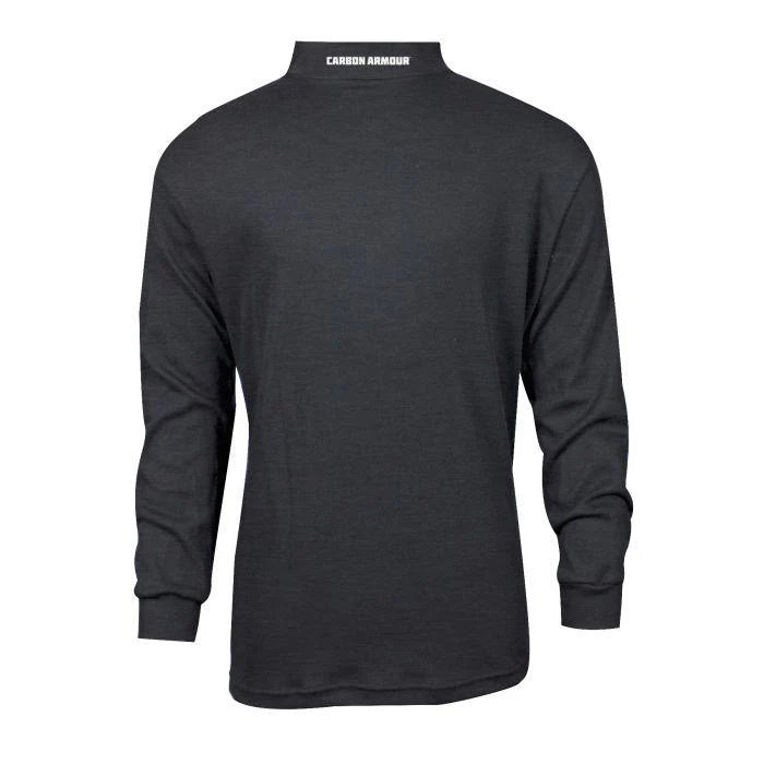 Black long-sleeve shirt with 'Carbon Armour' branding on the back against a white background