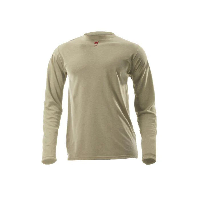 Beige long-sleeve shirt on a white background