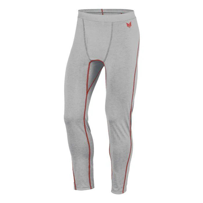 Gray leggings with red accents on a white background