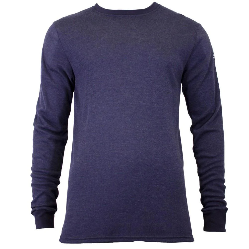 Navy blue long-sleeve shirt on a white background