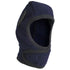 Navy blue balaclava with black straps on a white background