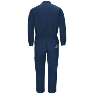 Backview of Bulwark Mens coverall in navy color