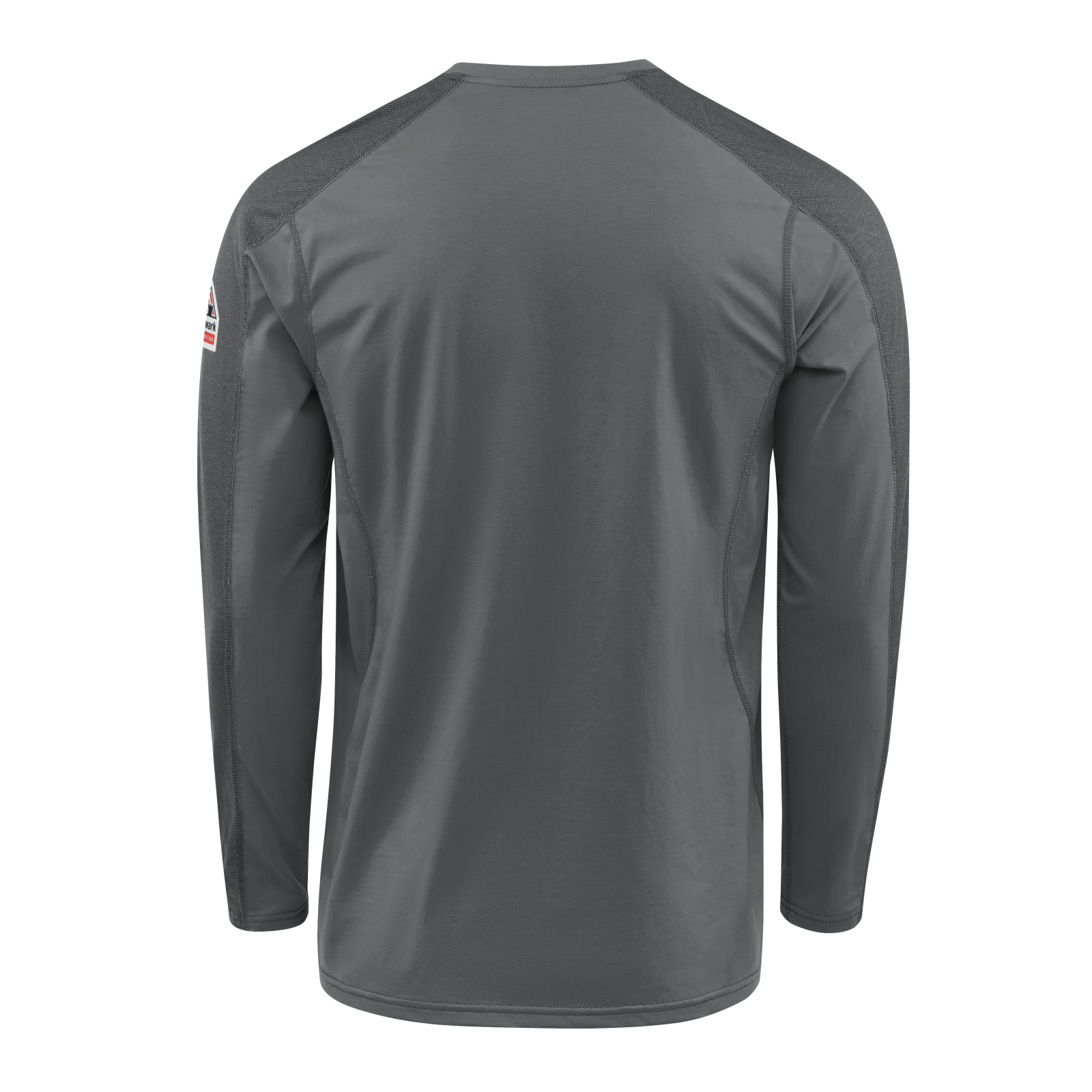 Back view of charcoal Bulwark Men’s FR Flex Knit Henley