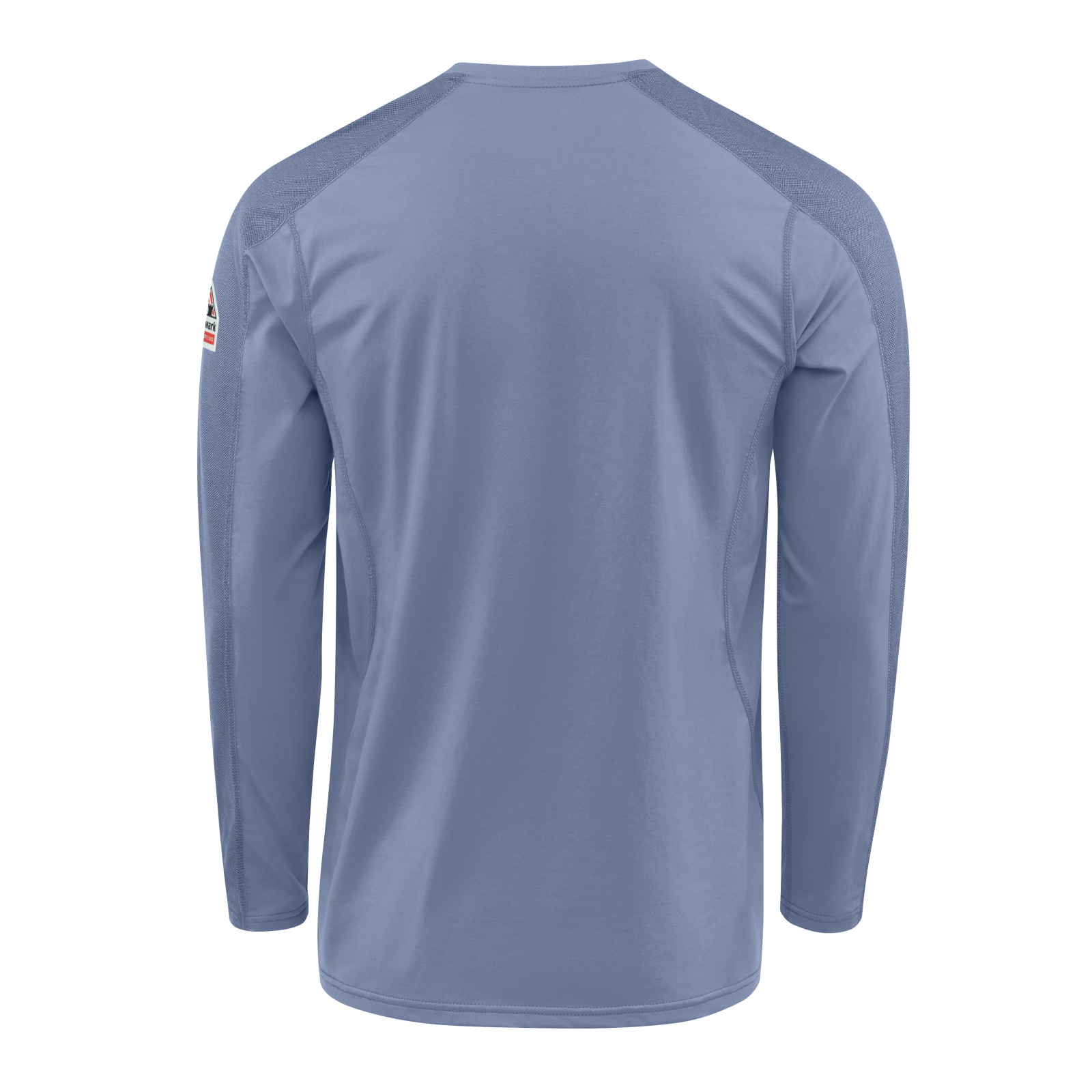 Back view of light blue Bulwark Men’s FR Flex Knit Henley