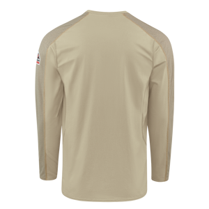 Back view of beige Bulwark Men’s FR Flex Knit Tee