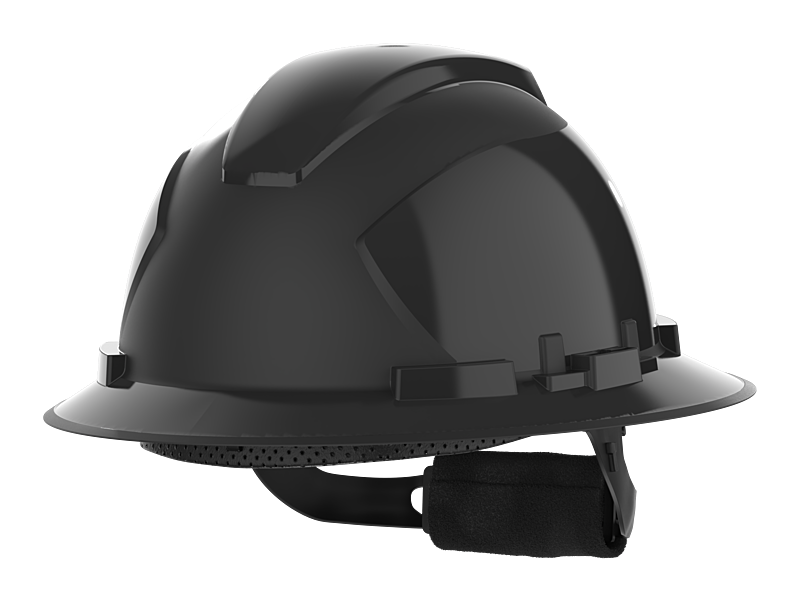 HexArmor Full Brim Safety Helmet in black color