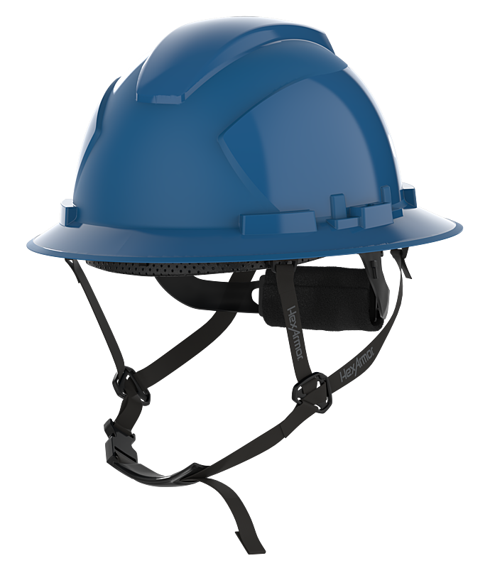 HexArmor Full Brim Safety Helmet in blue color