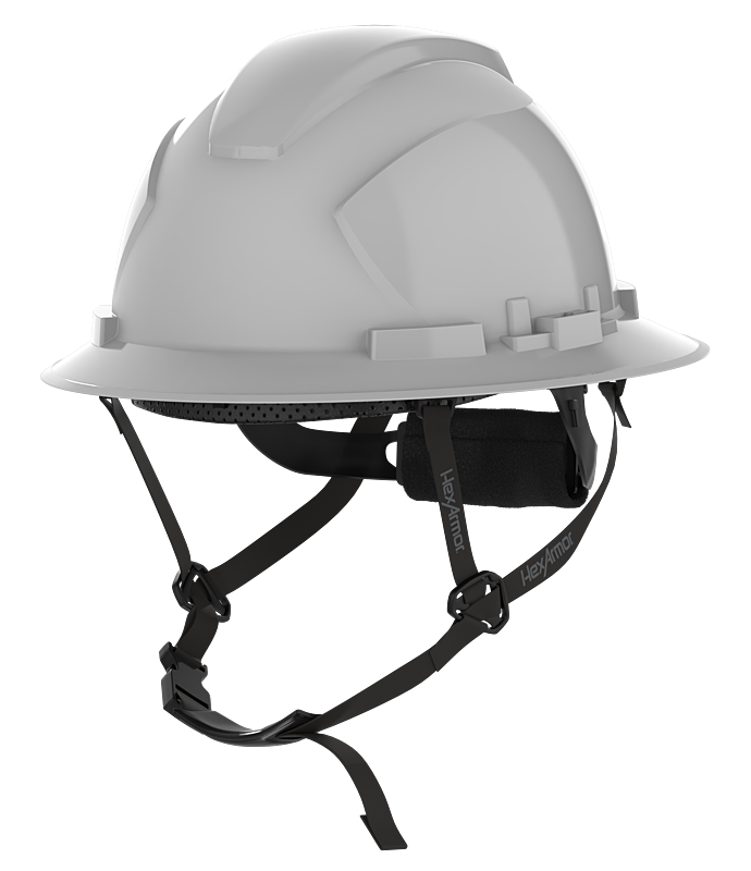 HexArmor Full Brim Safety Helmet in light grey color