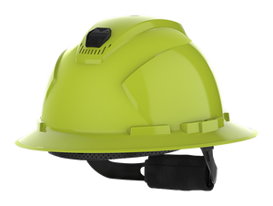HexArmor full brim safety helmet in yellowish green