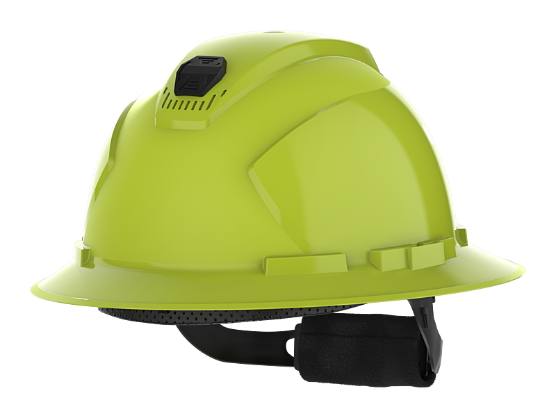 HexArmor full brim safety helmet in yellowish green