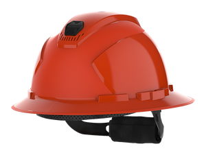 HexArmor full brim safety helmet in orangish red