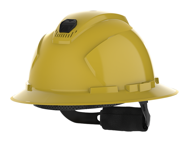 HexArmor full brim safety helmet in pale yellow