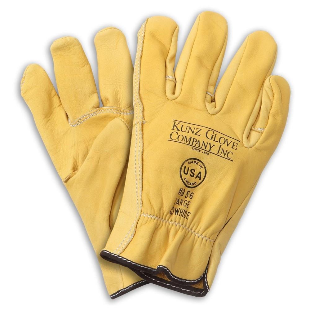 Kunz Cowhide Leather Drivers Glove - Shirred, Arc/Puncture/Cut 